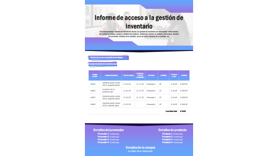 Gestión de inventario acceso informe presentación informe infografía ppt documento pdf