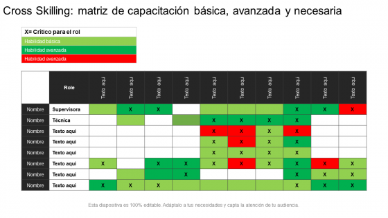 Matriz de formación cruzada básica avanzada y necesidades de formación