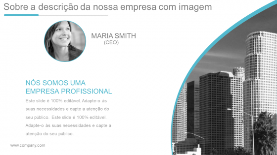 Sobre a descrição da nossa empresa com guia de imagem em powerpoint