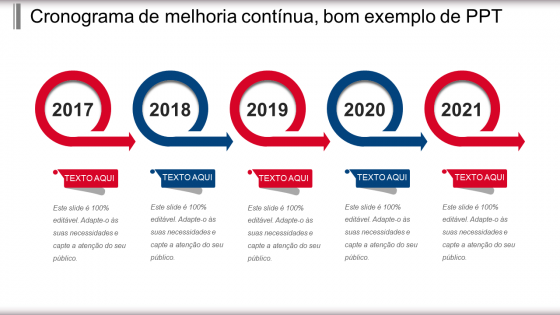 Cronograma de melhoria contínua, bom exemplo de ppt