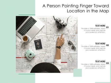 A person pointing finger toward location in the map