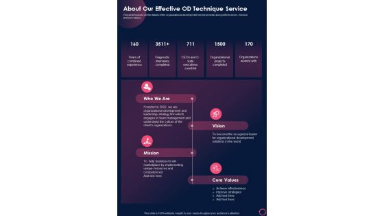 About Our Effective Od Technique Service One Pager Sample Example Document