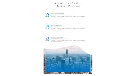 About Us For Tourism Business Proposal One Pager Sample Example Document