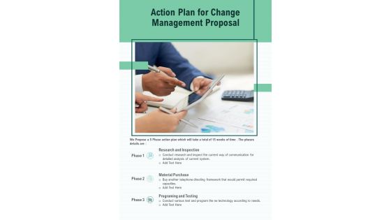 Action Plan For Change Management Proposal One Pager Sample Example Document