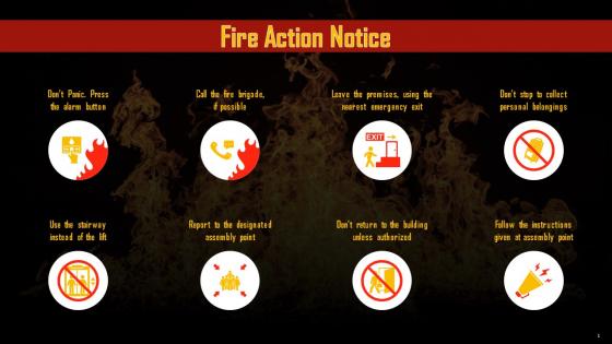 Action Plan Notice For Fire Emergency Training Ppt