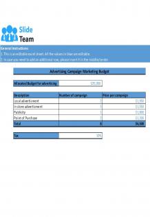 Advertising Budget Excel Spreadsheet Worksheet Xlcsv XL Bundle