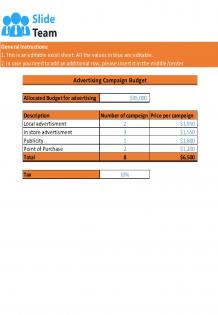 Advertising Campaign Budget Excel Spreadsheet Worksheet Xlcsv XL Bundle V