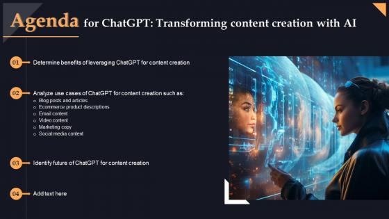 Agenda For Chatgpt Transforming Content Creation With Ai Chatgpt SS