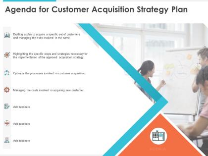 Agenda for customer acquisition strategy plan managing ppt presentation layout