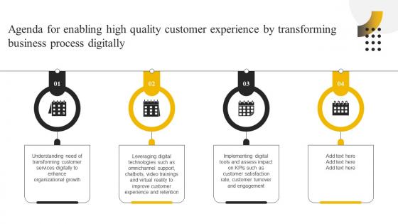 Agenda For Enabling High Quality Customer Experience By Transforming Business Process Digitally DT SS