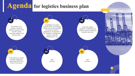 Agenda For Logistics Business Plan Ppt Ideas Backgrounds BP SS