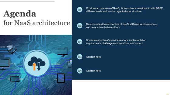 Agenda For NaaS Architecture Ppt Powerpoint Presentation Gallery Smartart