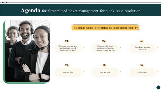 Agenda For Streamlined Ticket Management For Quick Issue Resolution CRP DK SS