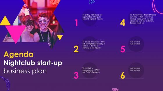 Agenda Nightclub Start Up Business Plan Ppt Ideas Background Designs BP SS