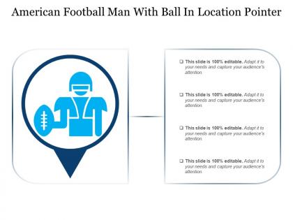 American football man with ball in location pointer