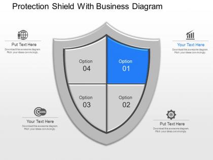 App protection shield with business diagram powerpoint template