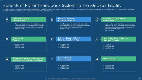 Application of patient satisfaction strategies benefits of patient feedback system medical facility