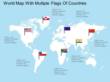 Apt world map with multiple flags of countries flat powerpoint design