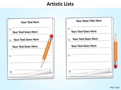 Artistic lists with textbook and pencils and binders powerpoint diagram templates graphics 712