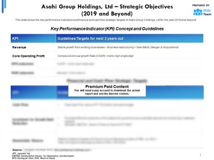 Asahi group holdings ltd strategic objectives 2019 and beyond