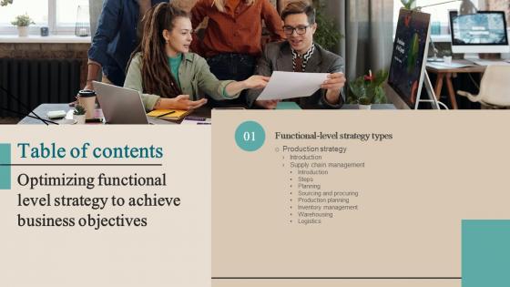 B126 Optimizing Functional Level Strategy To Achieve Business Objectives Table Of Contents Strategy SS V