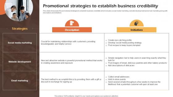 Bakery Cafe Business Plan Promotional Strategies To Establish Business Credibility BP SS