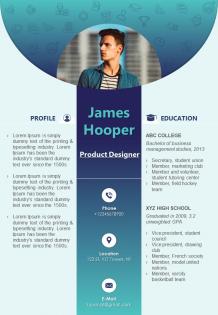 Beautiful creative design for visual resume editable sample