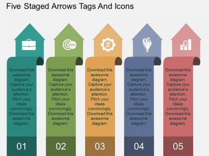 Bh five staged arrows tags and icons flat powerpoint design