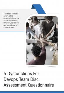 Bi fold 5 dysfunctions for devops team disc assessment questionnaire pdf ppt template one pager