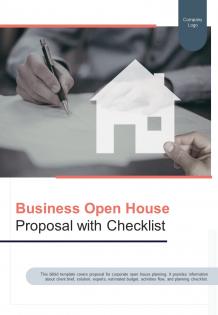 Bi fold business open house proposal with checklist document report pdf ppt template