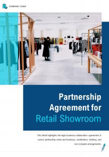 Bi fold partnership agreement for retail showroom document report pdf ppt template