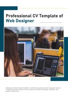 Bi fold professional cv template of web designer document report pdf ppt one pager