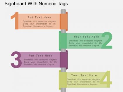 Bo signboard with numeric tags flat powerpoint design