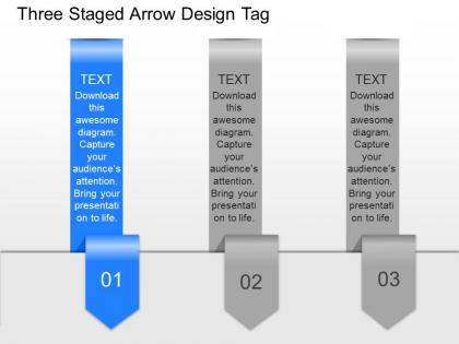 Bp three staged arrow design tags powerpoint template