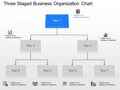 Br three staged business organization chart powerpoint template