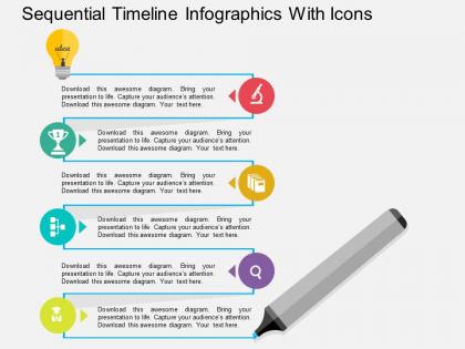 Bt sequential timeline infographics with icons flat powerpoint design