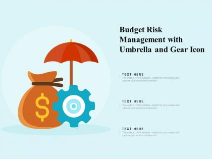 Budget risk management with umbrella and gear icon