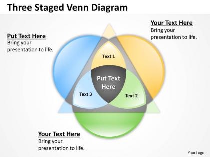 Business architecture diagrams three staged venn powerpoint templates 0515