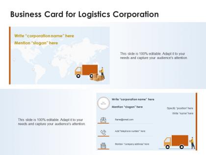 Business card for logistics corporation infographic template