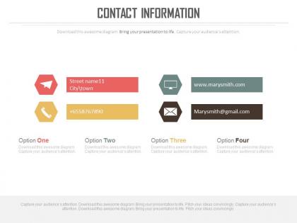 Business contact information slide with tags powerpoint slides