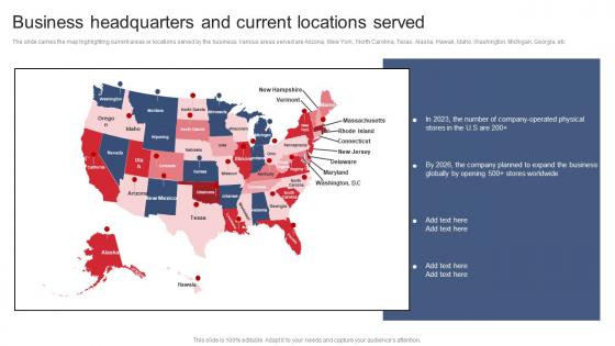 Business Headquarters And Current Locations Served Product Expansion Steps