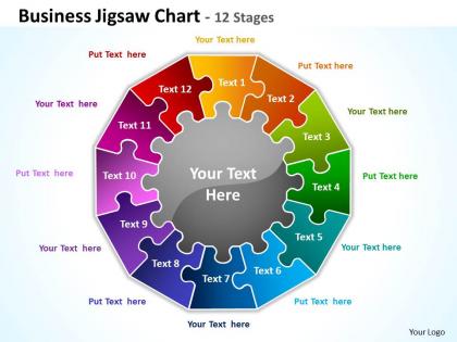 Business jigsaw chart 12 stages powerpoint templates graphics slides 0712