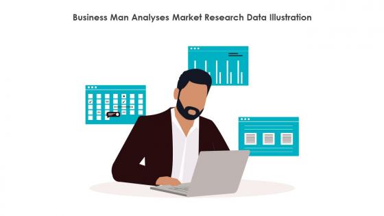 Business Man Analyses Market Research Data Illustration