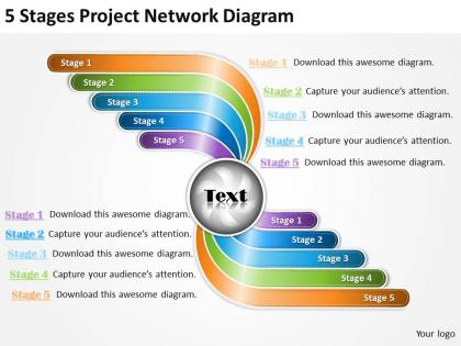 Business management consultants 5 stages project network diagram powerpoint slides