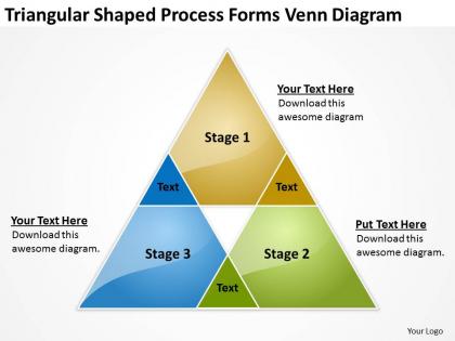 Business model diagram triangular shaped process forms venn powerpoint templates