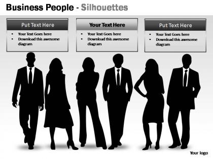 Business people silhouettes powerpoint presentation slides