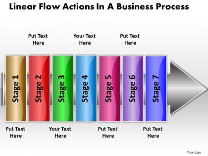 Business powerpoint templates linear flow actions process sales ppt slides