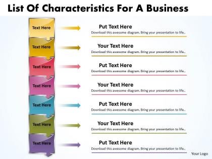 Business powerpoint templates list of characteristics for process sales ppt slides 7 stages