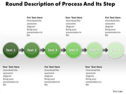 Business powerpoint templates round description of process and its step sales ppt slides