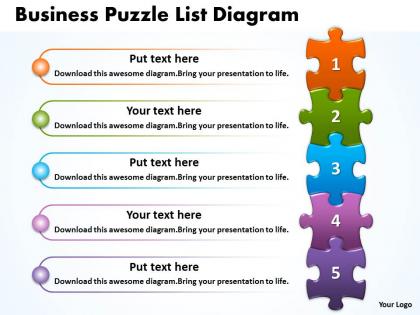 Business puzzle list diagarm powerpoint templates 0812